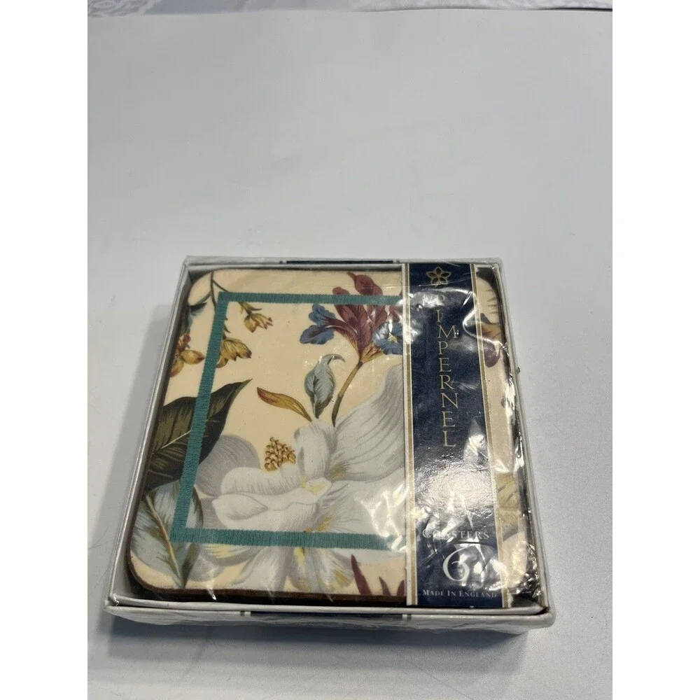 Pimpernel 4” Coasters 6pc Floral Flowers England - New Sealed